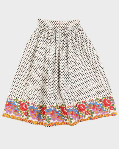 Vintage 70s/80s Charles Demery French Folk Pattern Cotton Skirt - S