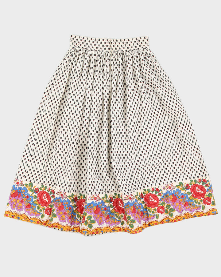 Vintage 70s/80s Charles Demery French Folk Pattern Cotton Skirt - S
