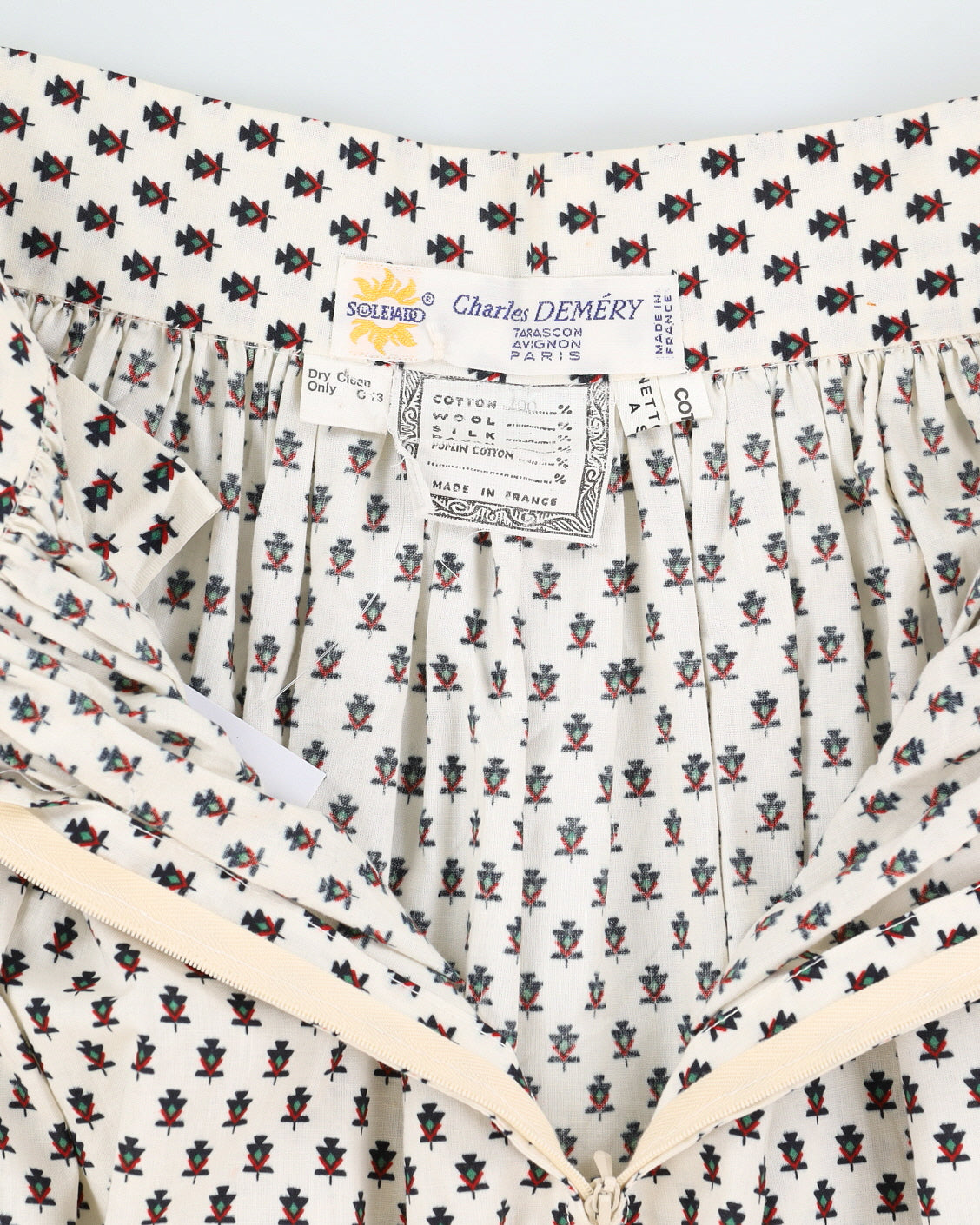 Vintage 70s/80s Charles Demery French Folk Pattern Cotton Skirt - S
