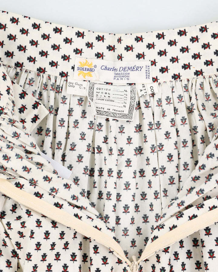 Vintage 70s/80s Charles Demery French Folk Pattern Cotton Skirt - S