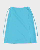 Vintage 1960s Azure Blue Seagull Embroidery Knee Skirt - M