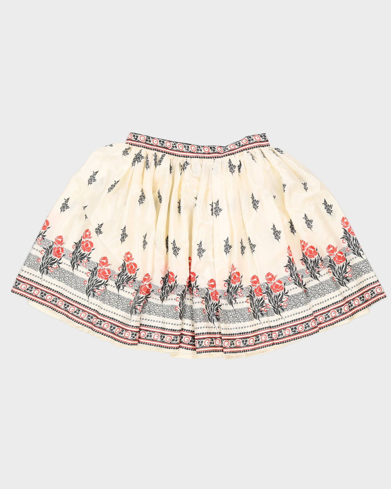 Vintage 1970s White Floral Puff Skirt - L