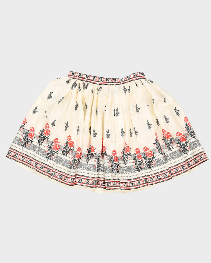 Vintage 1970s White Floral Puff Skirt - L