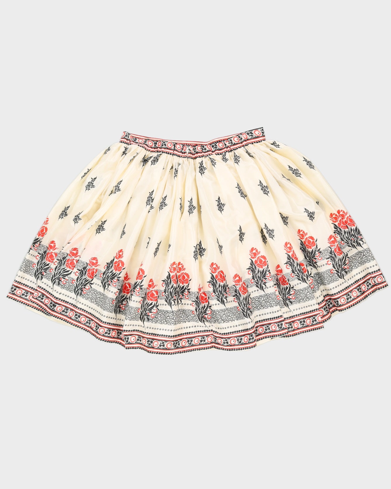 Vintage 1970s White Floral Puff Skirt - L