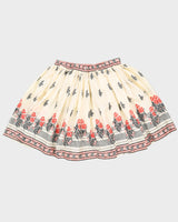 Vintage 1970s White Floral Puff Skirt - L