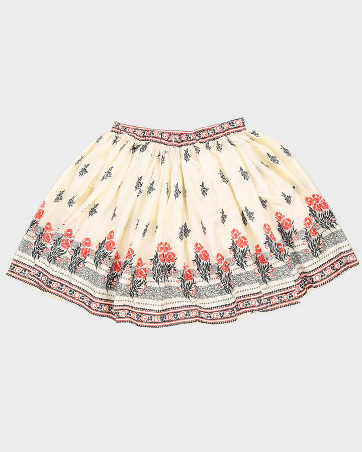 Vintage 1970s White Floral Puff Skirt - L