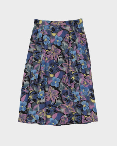 Vintage 80s D'Alliard Purple Floral Skirt - M