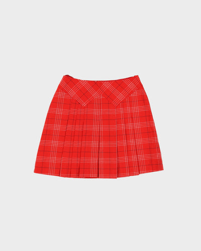 Vintage 70s Red Plaid Mini Skirt - XS