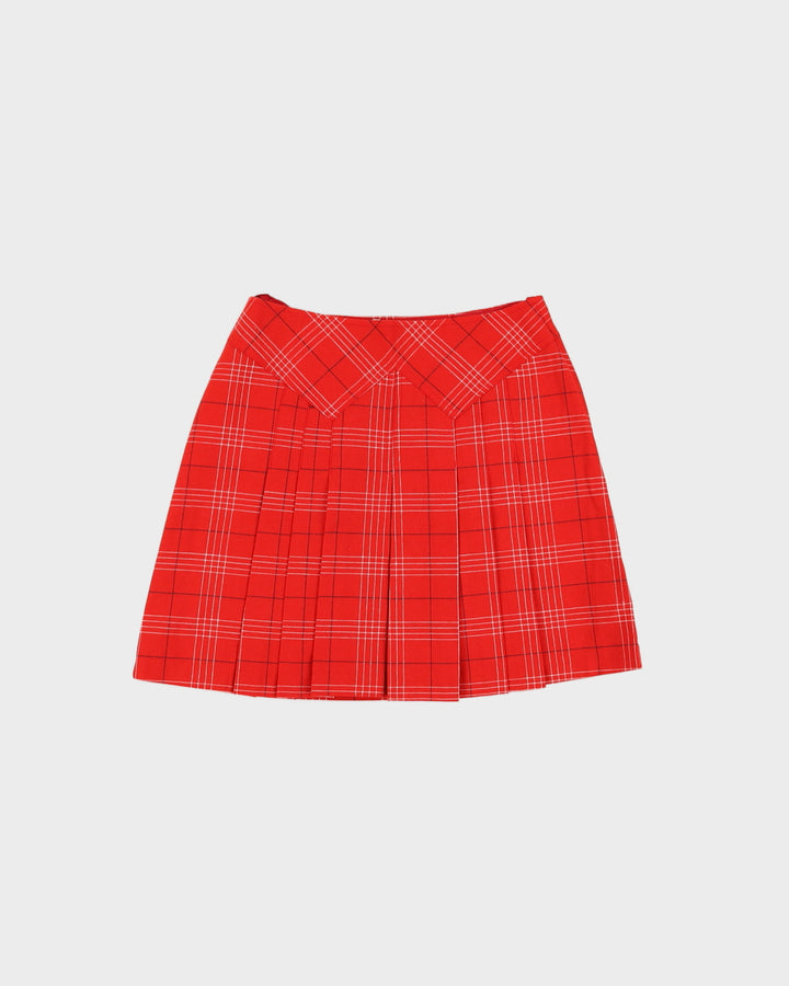 Vintage 70s Red Plaid Mini Skirt - XS