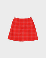 Vintage 70s Red Plaid Mini Skirt - XS