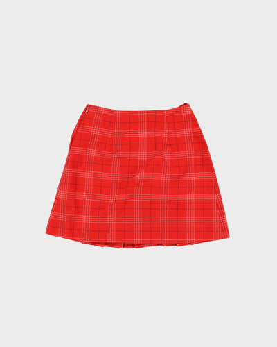 Vintage 70s Red Plaid Mini Skirt - XS