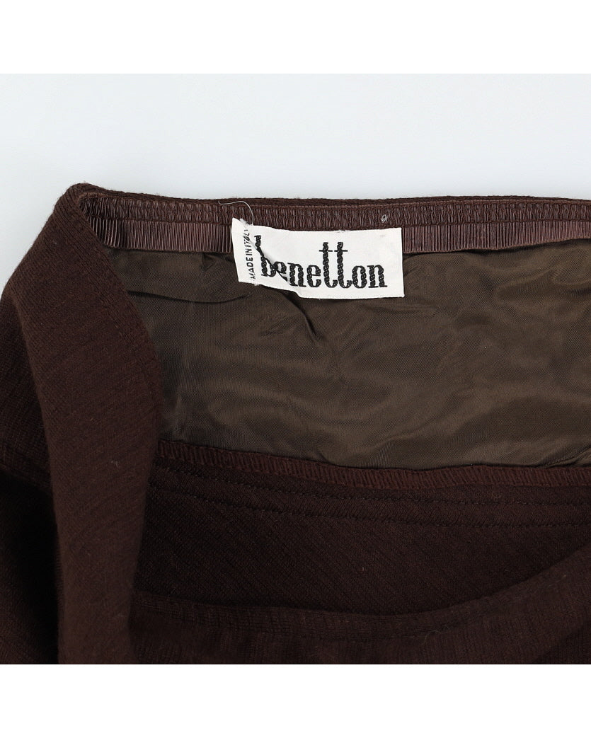 Deadstock Vintage 1970s Benetton Brown Mini Skirt - M