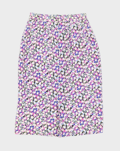 Purple Patterned Pencil Skirt - XS