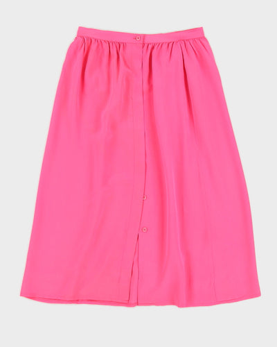 Pink Silk Midi Skirt - S
