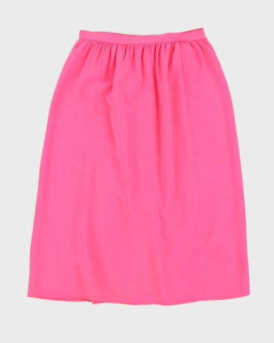 Pink Silk Midi Skirt - S