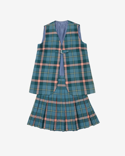 1970s 2 Piece Skirt And Waistcoat Wool Set - XS / S