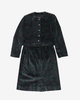 1980s 2 Piece Skirt And Jacket Paisley Velvet Set - S