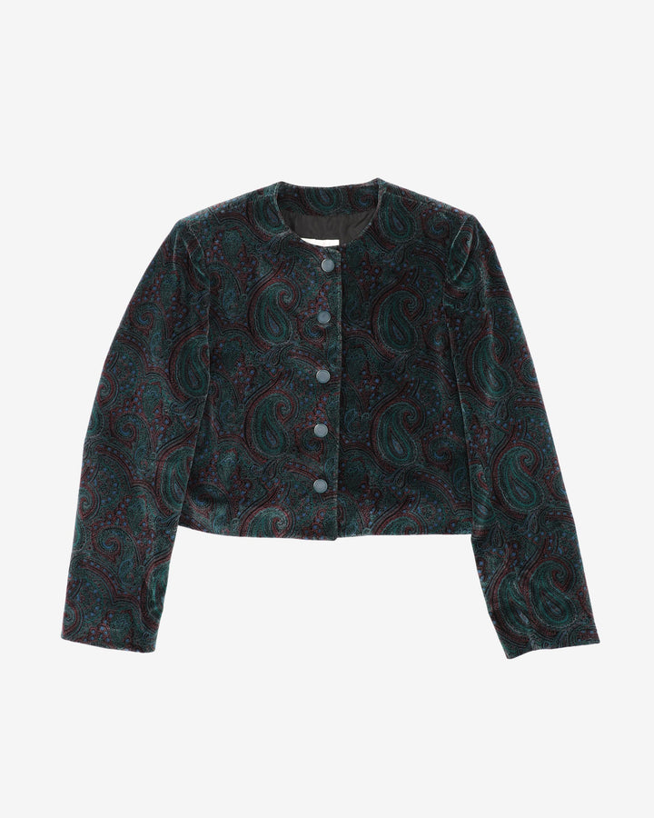 1980s 2 Piece Skirt And Jacket Paisley Velvet Set - S