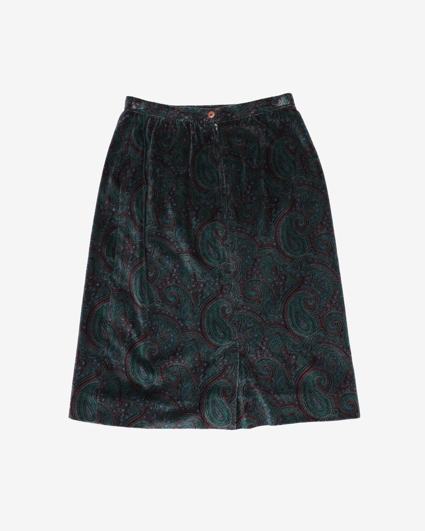 1980s 2 Piece Skirt And Jacket Paisley Velvet Set - S