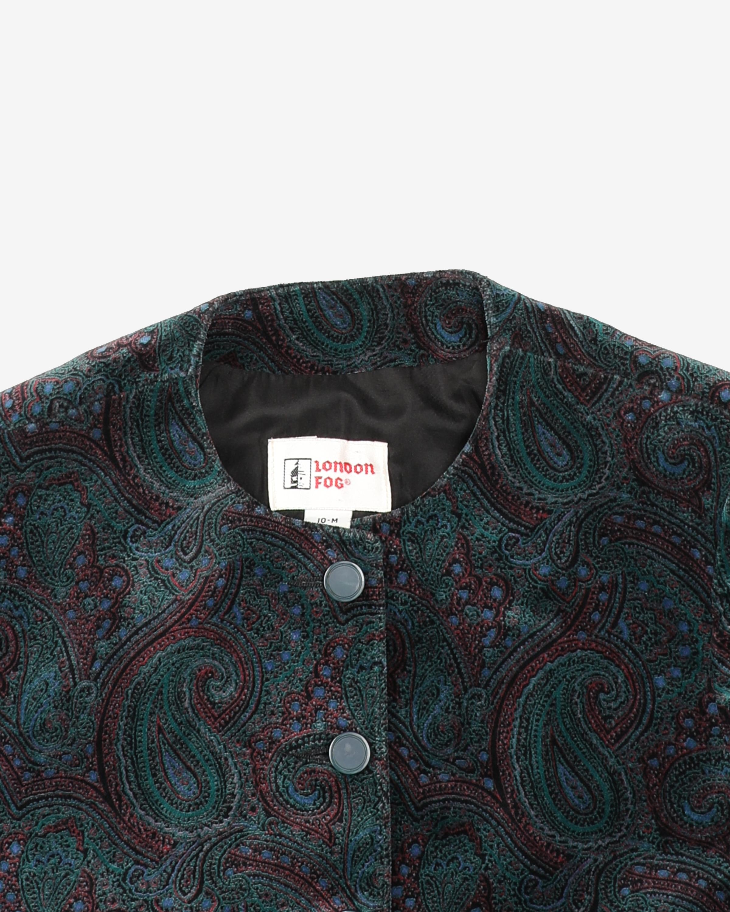 1980s 2 Piece Skirt And Jacket Paisley Velvet Set - S