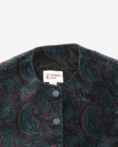 1980s 2 Piece Skirt And Jacket Paisley Velvet Set - S