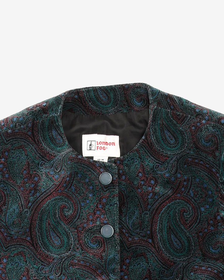 1980s 2 Piece Skirt And Jacket Paisley Velvet Set - S