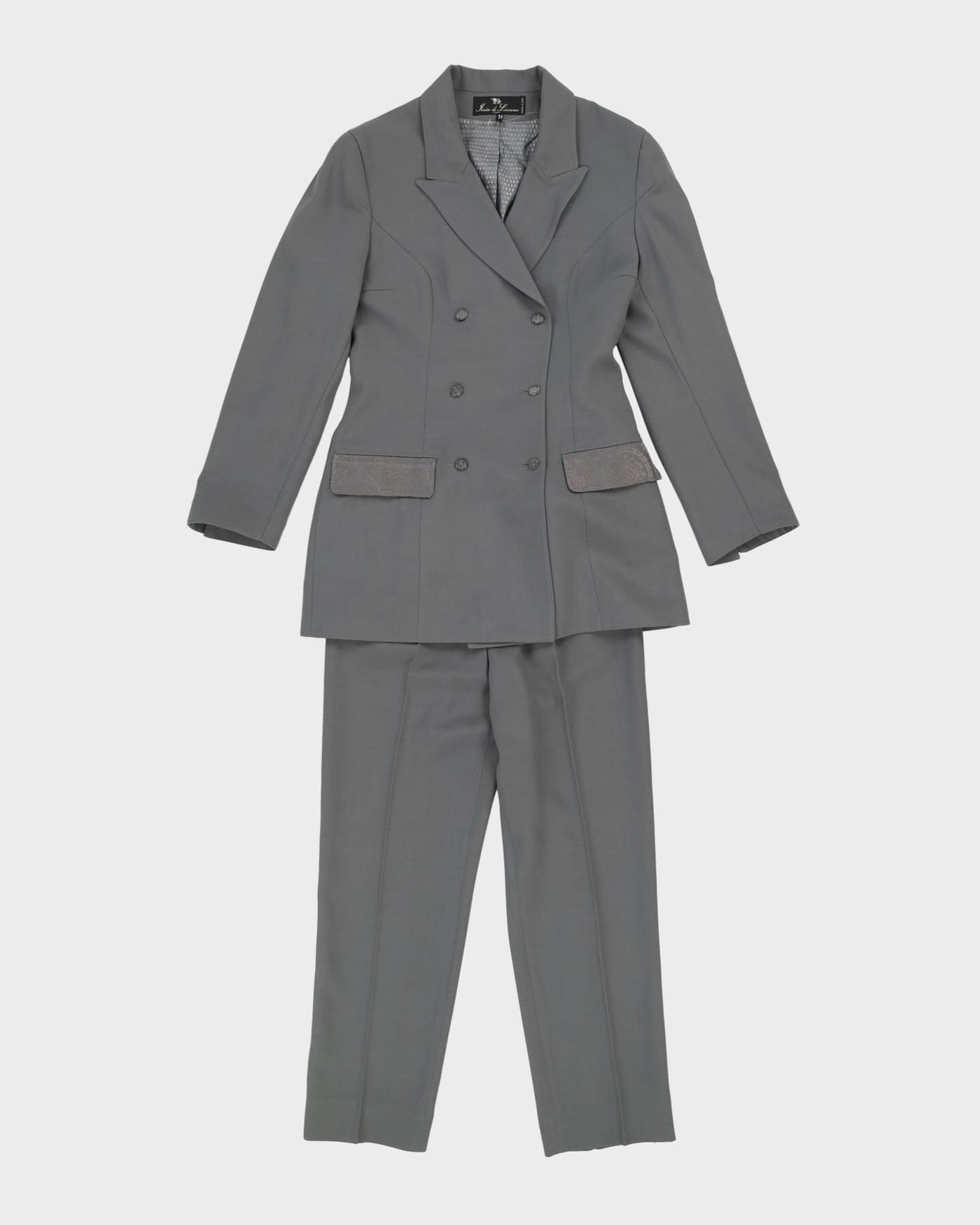 Ivoire De Laurence Grey Jacket And Trouser Suit - XS
