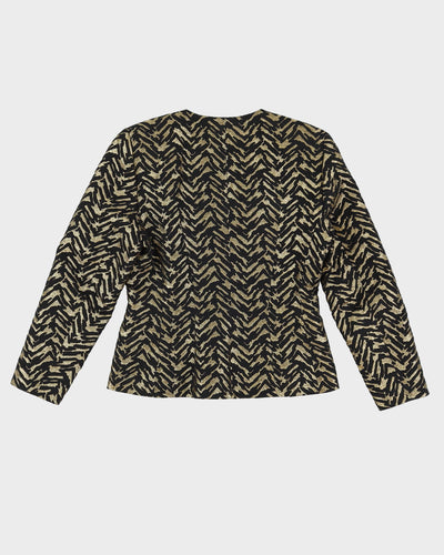 1990s Black And Gold 2 Piece Jacket And Skirt Set - S