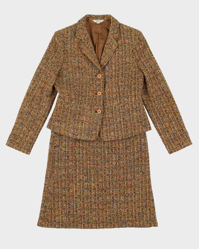 Vintage Style Beige Melange 2 Piece Jacket And Skirt Set - S