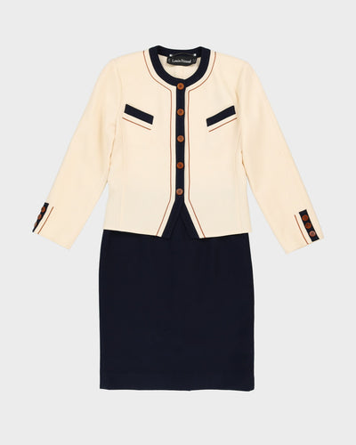 1980s Louis Feraud Cream 2 Piece Jacket And Skirt Set - S