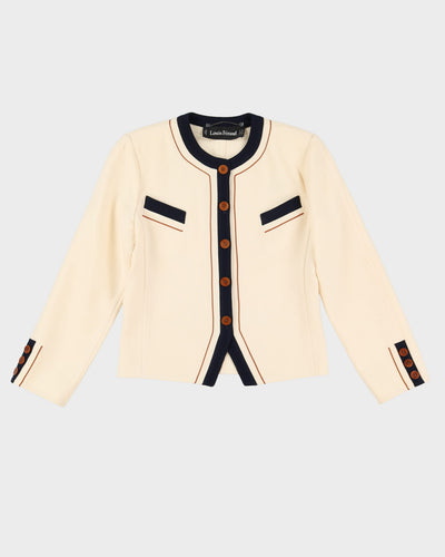 1980s Louis Feraud Cream 2 Piece Jacket And Skirt Set - S