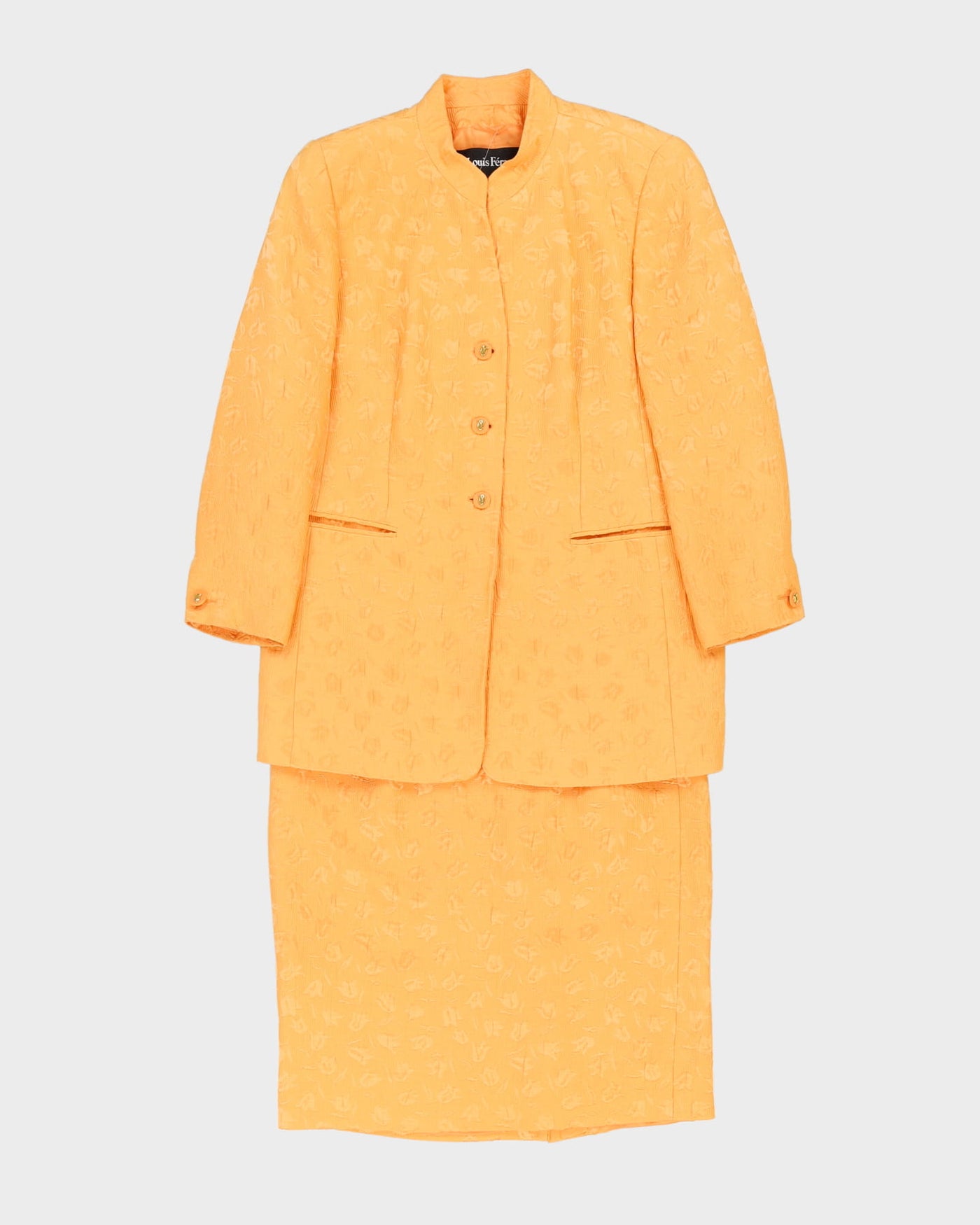 Louis Feraud Orange 2 Piece Skirt And Jacket Suit - M