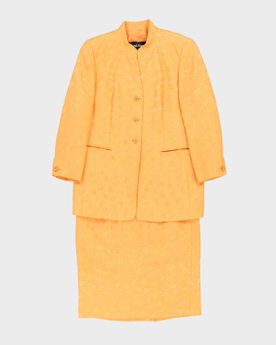 Louis Feraud Orange 2 Piece Skirt And Jacket Suit - M