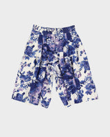 Vintage Blue Floral Patterned 2 Piece Shorts And Jacket Set - M