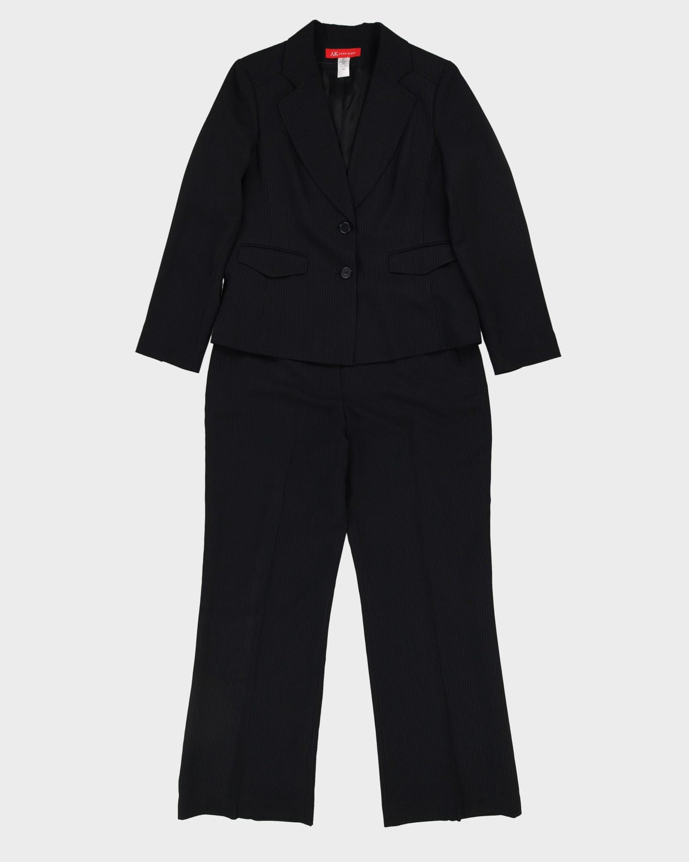 Navy Blue Pinstriped 2 Piece Jacket And Trouser Suit - M