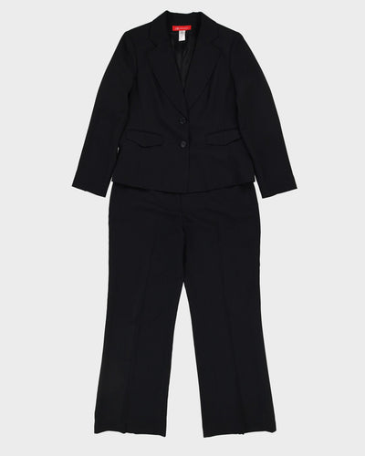 Navy Blue Pinstriped 2 Piece Jacket And Trouser Suit - M