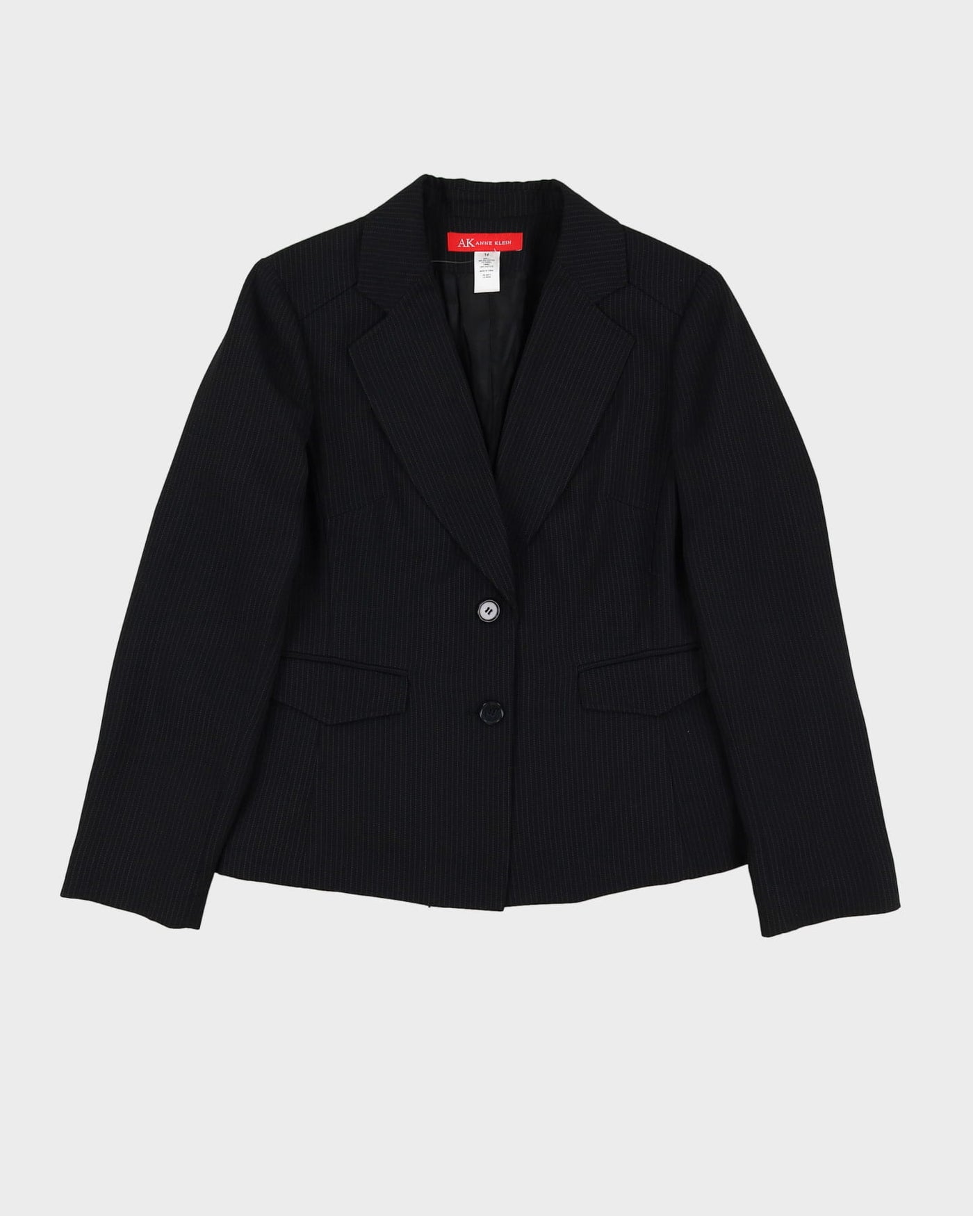 Navy Blue Pinstriped 2 Piece Jacket And Trouser Suit - M