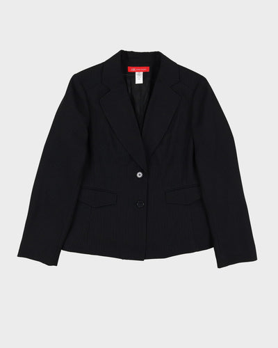 Navy Blue Pinstriped 2 Piece Jacket And Trouser Suit - M