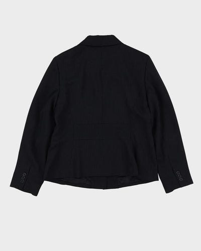 Navy Blue Pinstriped 2 Piece Jacket And Trouser Suit - M
