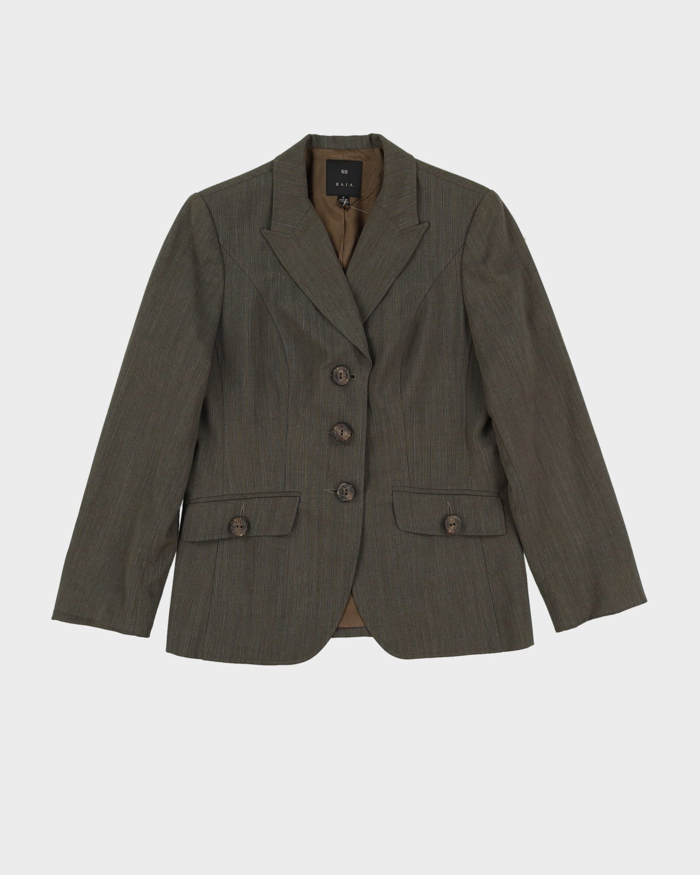 Green With Blue Pinstripes 2 Piece Suit - S