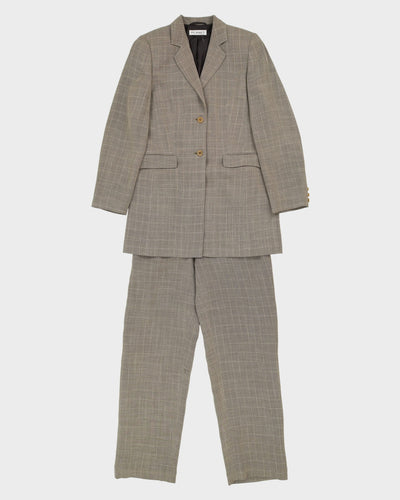 Beige Checked Two Piece Suit - S