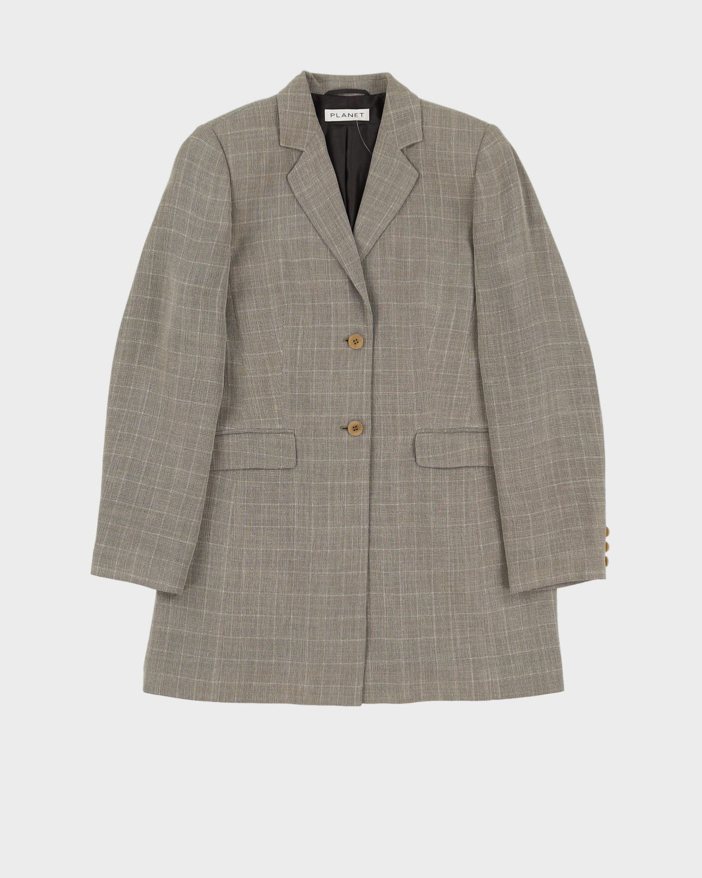 Beige Checked Two Piece Suit - S