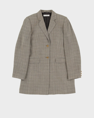 Beige Checked Two Piece Suit - S