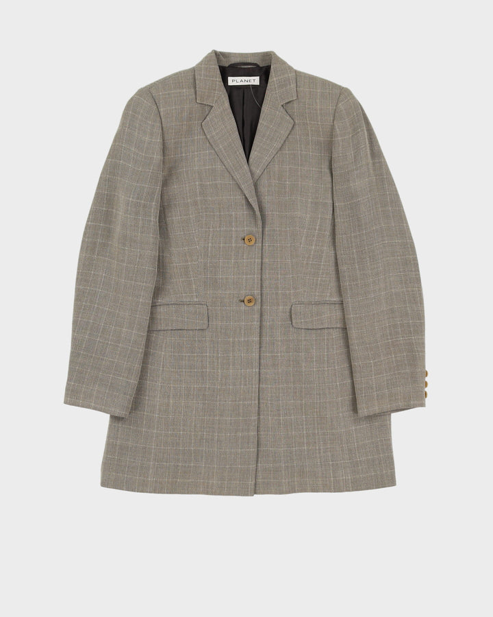 Beige Checked Two Piece Suit - S
