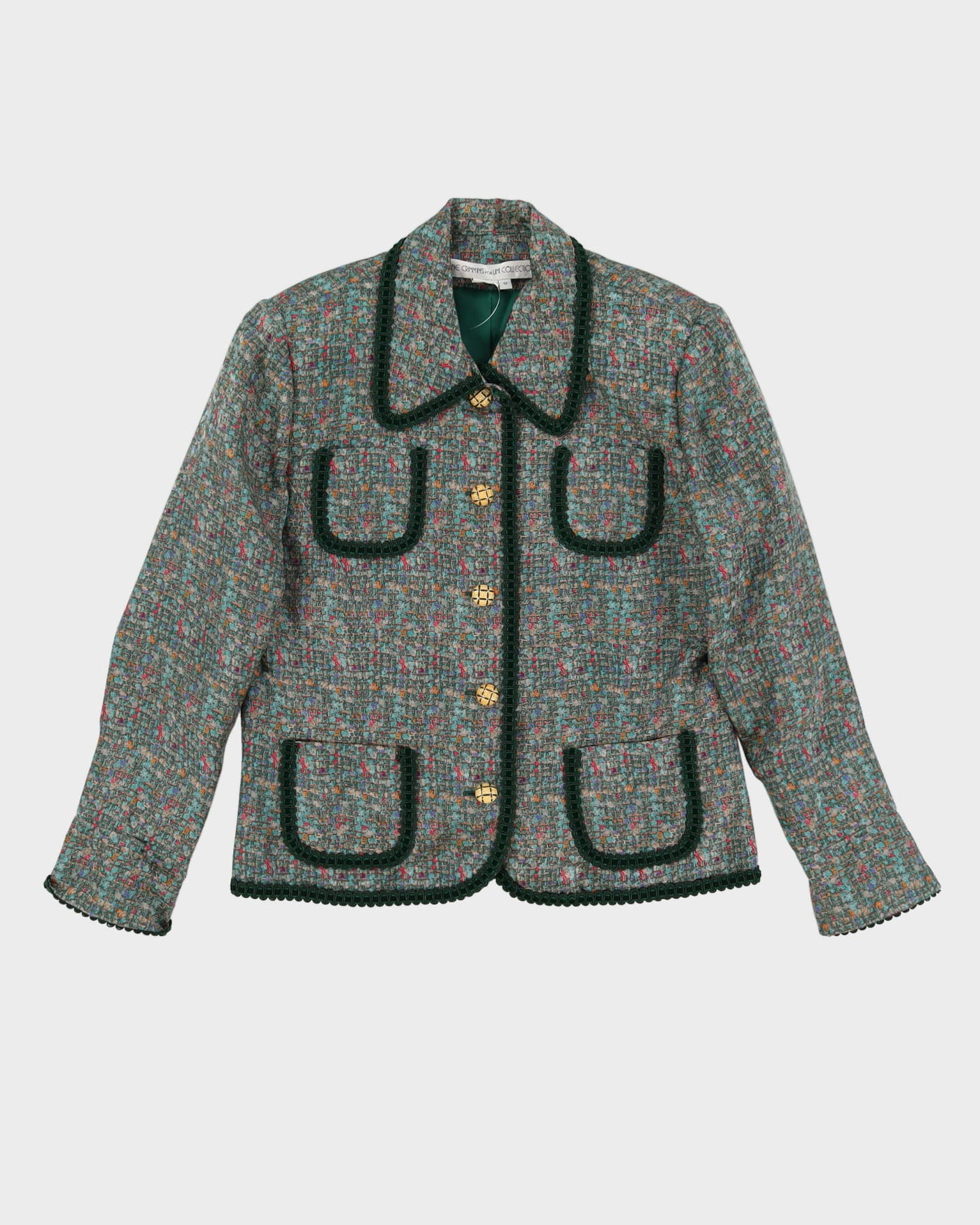 00s Green Silk Jacket And Skirt Suit - M