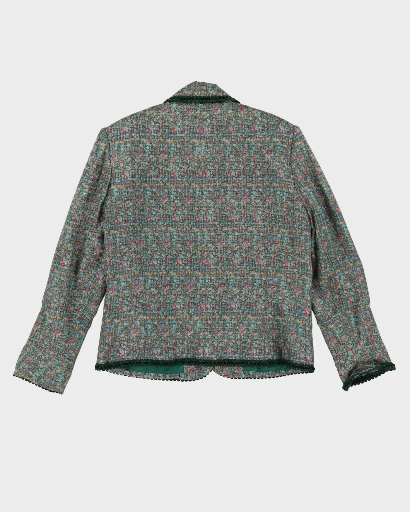 00s Green Silk Jacket And Skirt Suit - M