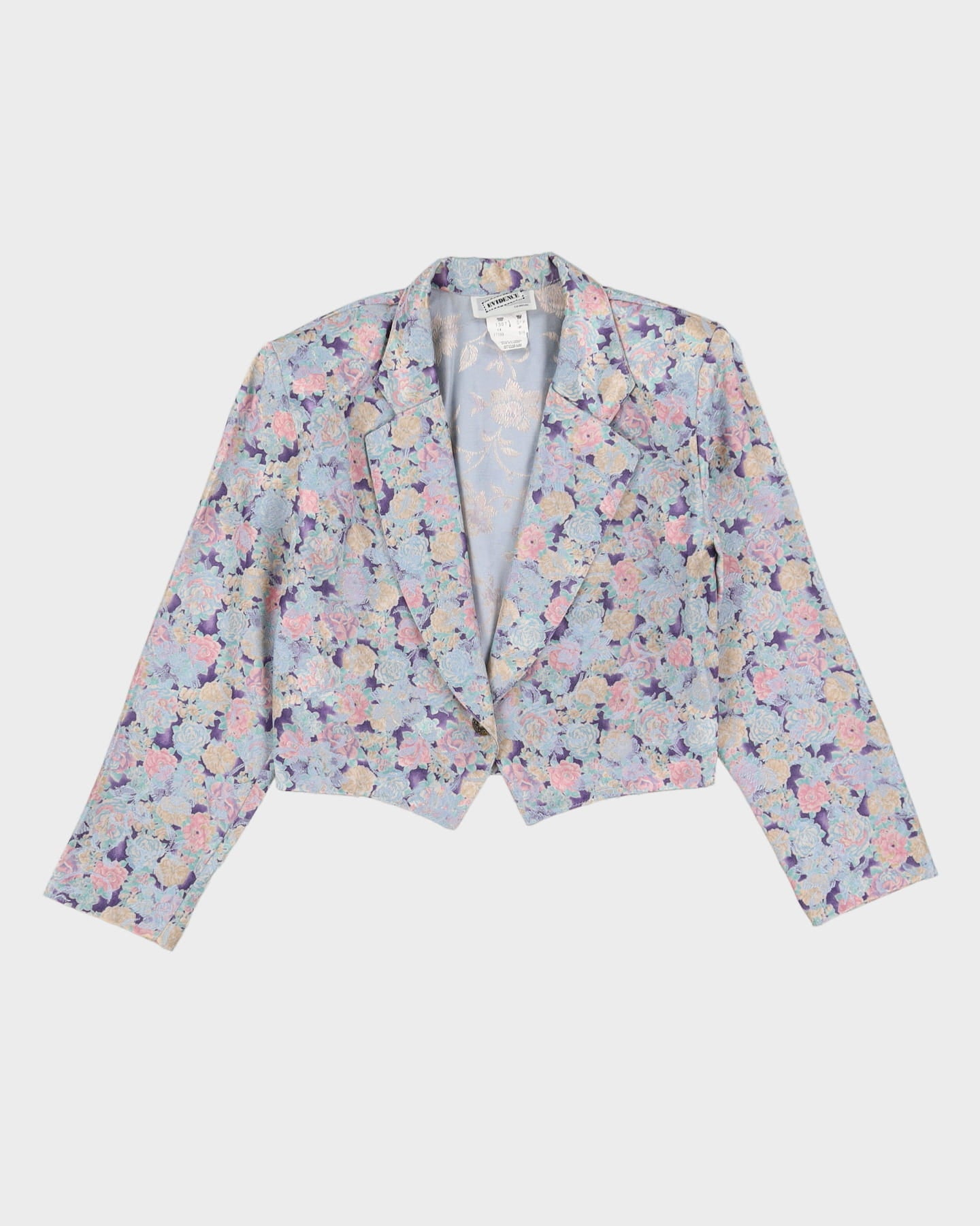 00s Blue Floral Patterned Jacket And Skirt Suit - S