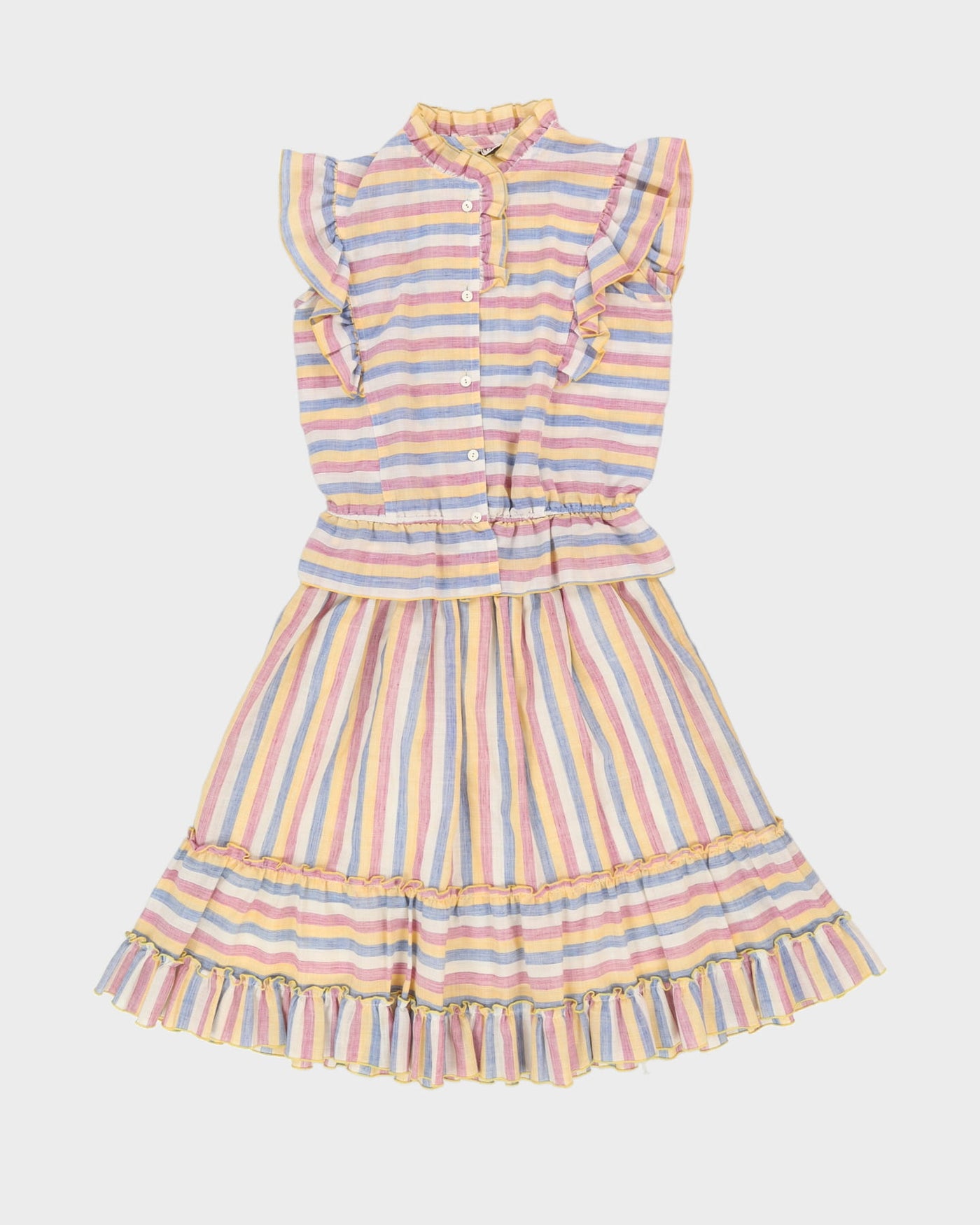 Vintage 1990s Pastel Striped Top and Skirt Set - XS / S