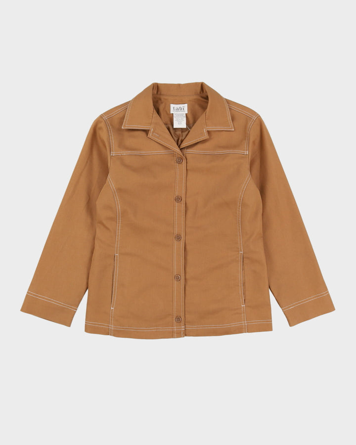 Retro 70s Style Beige Contrast Stitch Suit - CH38 W32
