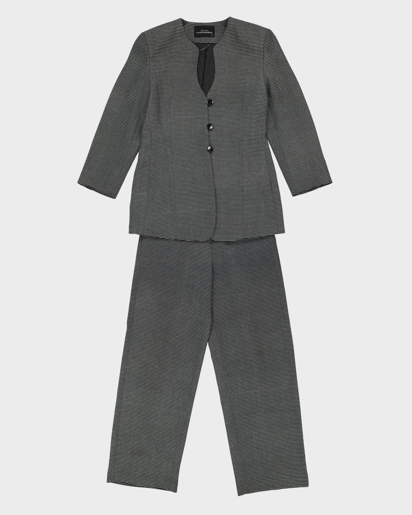 Black And White Jacket And Trousers Suit - S